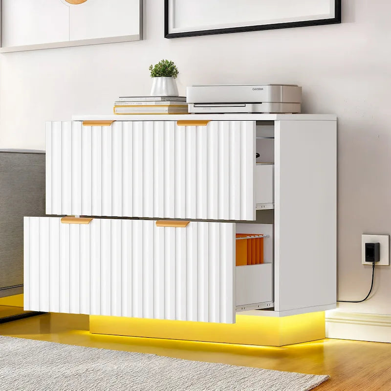 Moasis Lateral Filing Cabinet with LED Lighting and 2 Drawers for Home Office - image 13