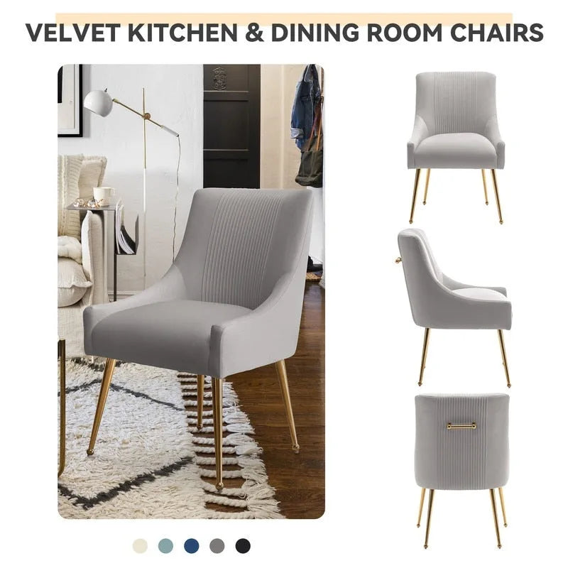 SEYNAR Set of 6 Modern Glam Boucle Velvet Dining or Vanity Chairs with Rear Handle - image 35