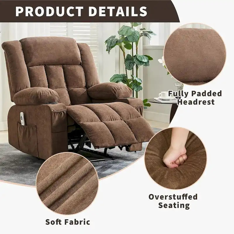 Recliner Chair, Rocking Chairs with Massage and Heat, Side Pockets and Cup Holder - image 26