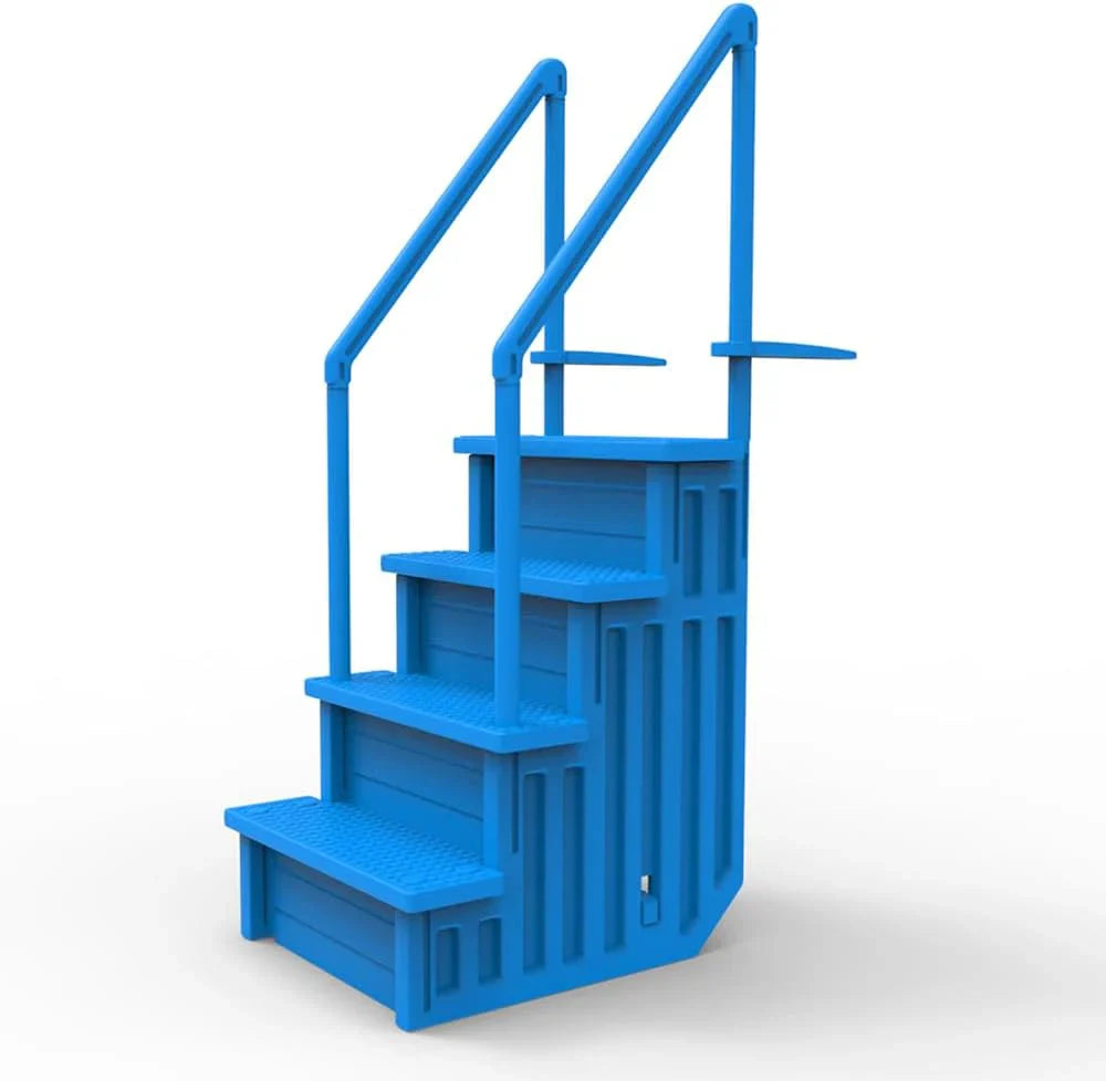 Select Anti-Slip in-Pool Steps / Gray / for Above Ground Swimming Pools / Can Mount to Decks 48" to 54" H / Safety Stairs Capacity Up to 300 lbs - image 1