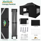 COBIZI 10x20 Heavy Duty Pop up Canopy Tent with 6 sidewalls Easy Up Commercial Outdoor Canopy Wedding Party Tents for Parties All Season Wind & Waterproof Gazebo with Roller Bag,Black(Frame Thickened) - image 130