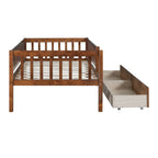 Holaki Twin Size Wood Bed with Guardrails and 2 Storage Drawers for Kids, Gray - image 20