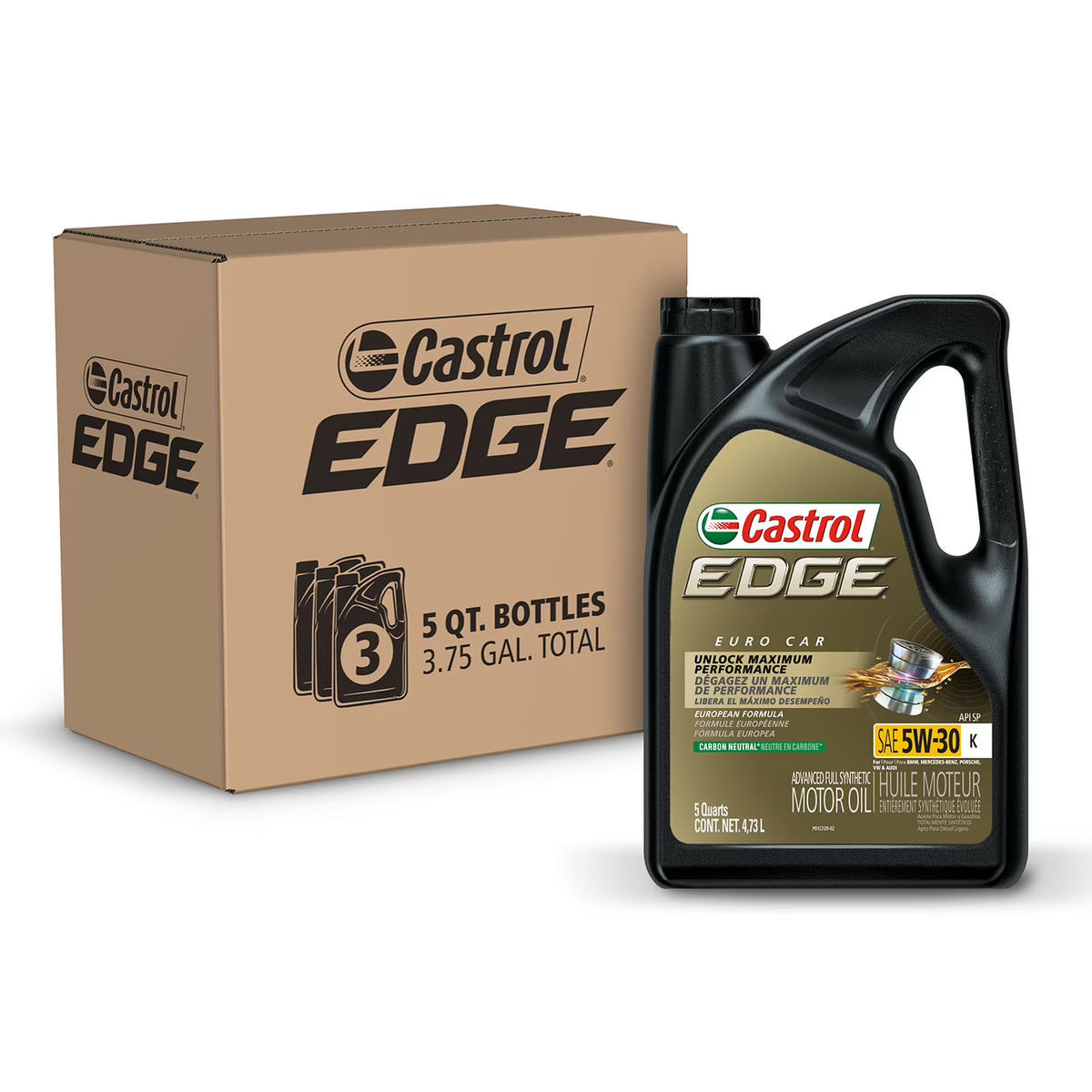 Castrol Edge 5W-30 K Advanced Full Synthetic Motor Oil, 5 Quarts, Case of 3 - image 1