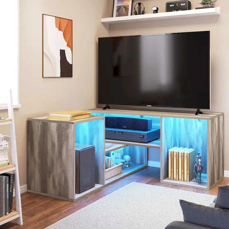 Modern Modular TV Stand with LED Lighting & Open Storage - image 3
