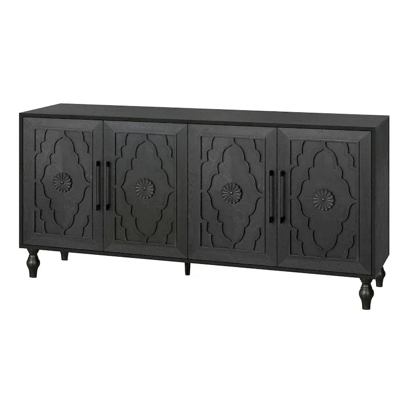 Large Floral Carved Storage Cabinet - Sideboard Buffet - image 33