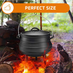 Bruntmor Pre - Seasoned Cast Iron Cauldron - Bruntmor African Potjie Pot with Lid - 3 Legs for Even Heat Distribution - Camping Dutch Oven Cookware for Over - the - Fire Cooking - 10 Quarts, X - Large - image 4