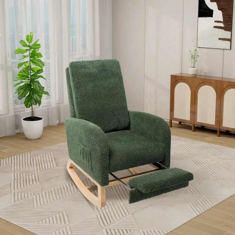 Ergonomic High Back Rocking Chair with Adjustable Footrest - image 8