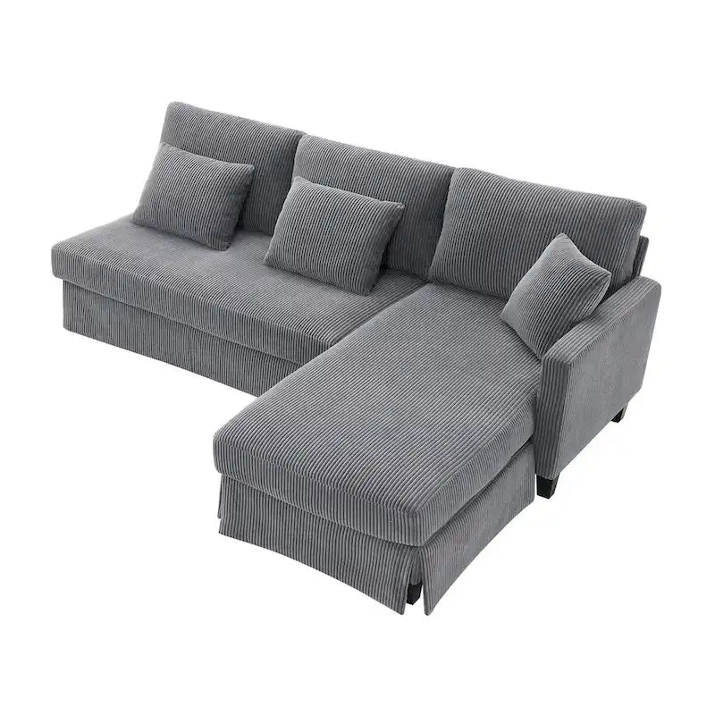 Contemporary L-Shaped Corduroy Sofa with Reversible Chaise from Harper & Bright Designs - image 4