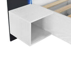Modern King Size Wooden Floating Bed Frame with Nightstand and LED - Slatted Support Design - image 31