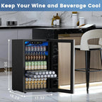 Mini Fridge 130 Can Beverage Refrigerator Cooler, 3.2 Cu.Ft Drink Fridge for Soda Wine Beer, Adjustable Temperature Control for Home Office, Black - image 7