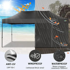 COBIZI 10x20 Heavy Duty Pop up Canopy Tent with 6 sidewalls Easy Up Commercial Outdoor Canopy Wedding Party Tents for Parties All Season Wind & Waterproof Gazebo with Roller Bag,Black(Frame Thickened) - image 44