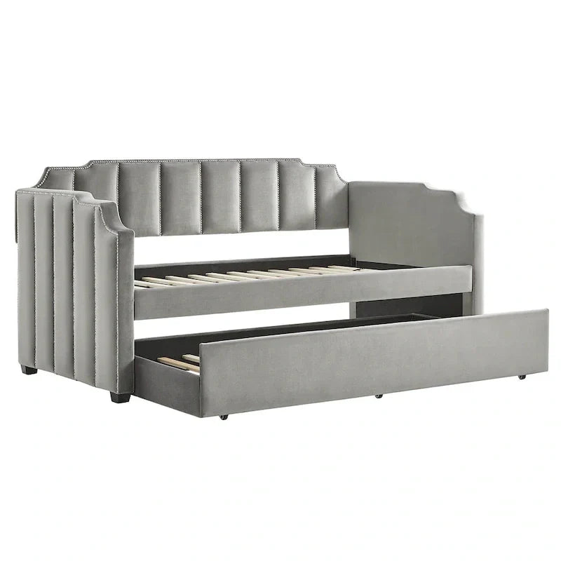 iNSPIRE Q Modern Chareau Glam Grey Velvet Daybed - image 15