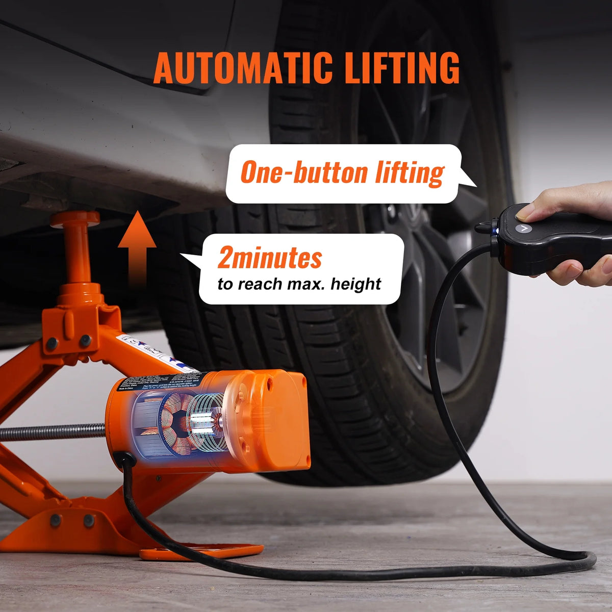 KFFKFF Electric Car Jack, 3 Tons Capacity, Scissor Jack with Electric Wrench, 12V, Dual Saddles, Remote, for Sedans, Suvs, Trucks Tire Replacement - image 2