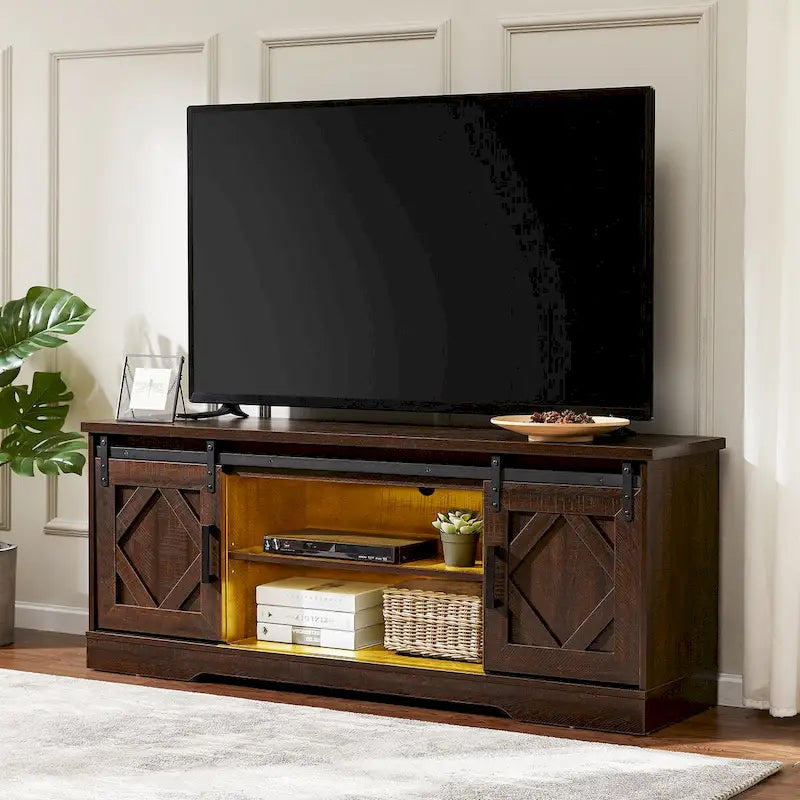 Rustic Farmhouse Barndoor TV Stand - Entertainment Center for TVs up to 70 Inches - image 2
