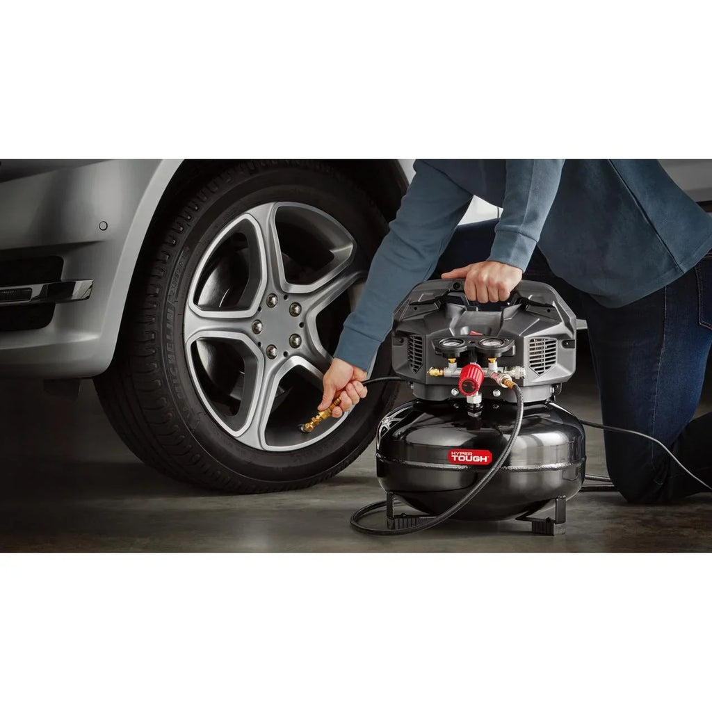 Hyper Tough Black 150 PSI Oil-Free Pancake Air Compressor 6 gal - image 5