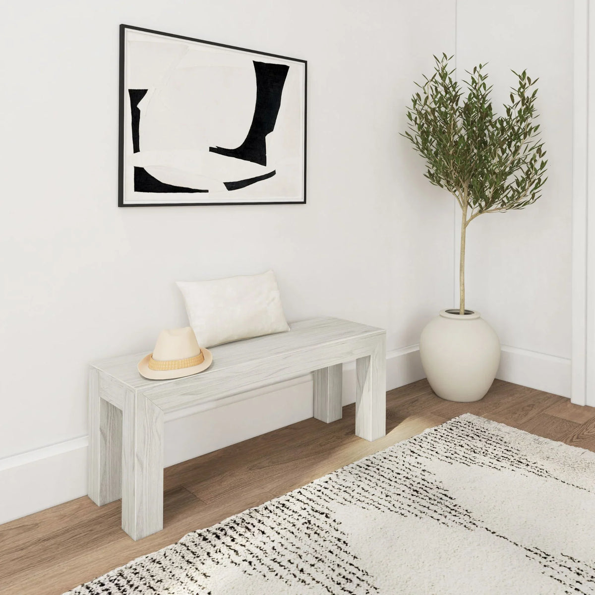 Plank+Beam Modern Dining Bench, Solid Wood Bench for Dining Table, 49", Blonde Wirebrush - image 27