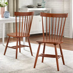 Set of 2 Spindle Back Dining Chairs Solid Rubberwood Farmhouse Style - image 3