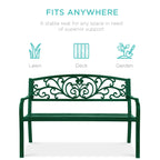 Best Choice Products Outdoor Steel Bench Garden Patio Porch Furniture W/ Floral Design Backrest - Black - image 41