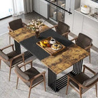 Modern Dining Table with Rectangular Top and Metal Base for 6 to 8 Seating - image 21