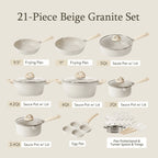 Carote Non Stick Pots and Pans Set, 21 Pcs Induction Kitchen Cookware Sets (Beige Granite) - image 2
