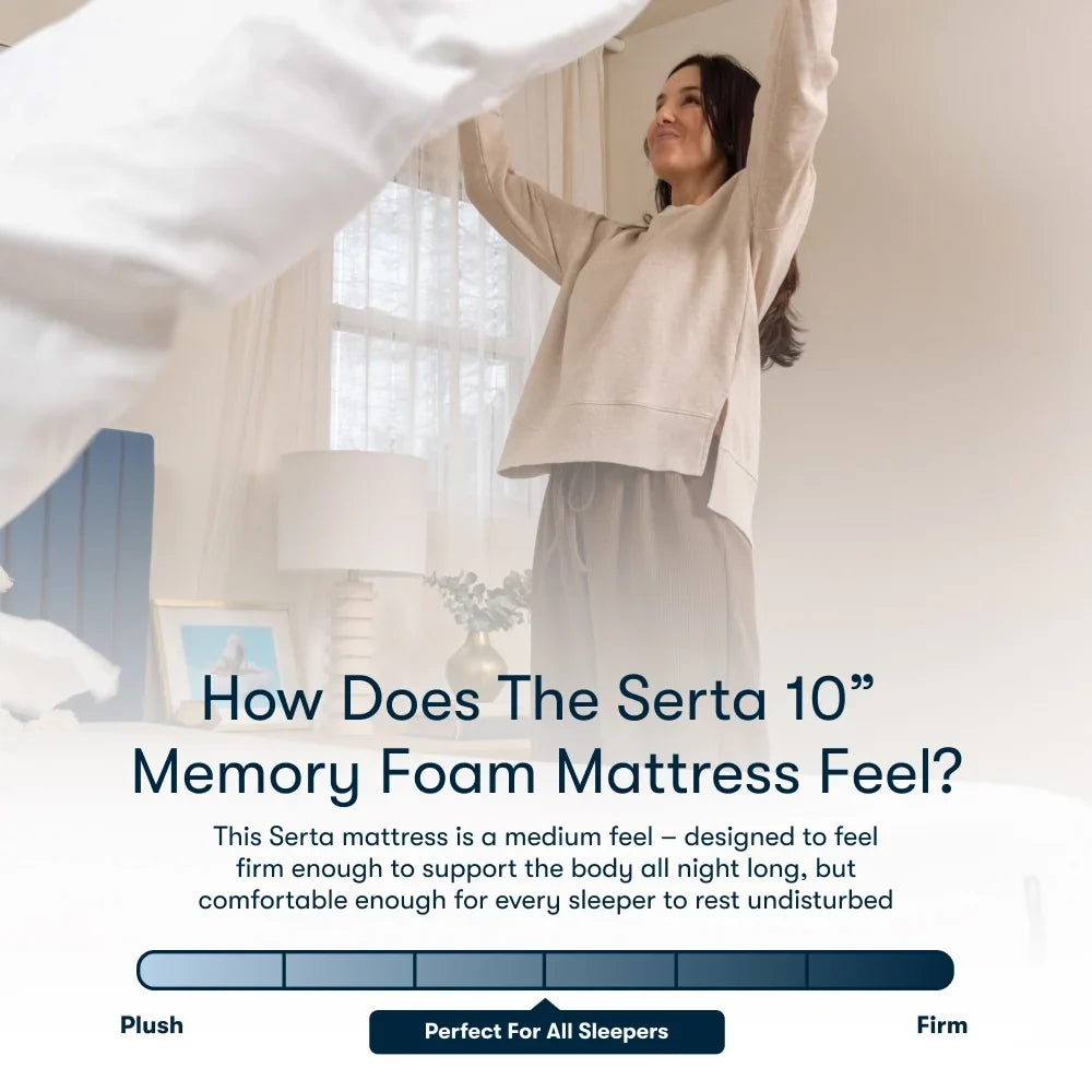 Serta 10" Medium Gel Memory Foam Cooling Queen Tight Top Mattress - Fiberglass Free - image 3