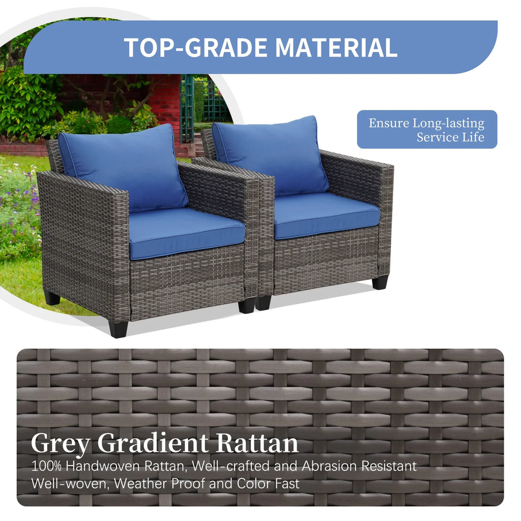 Ainfox 7 Pcs Outdoor Patio Furniture Sofa Set on Sale, Grey Rattan Grey Cushion - image 24