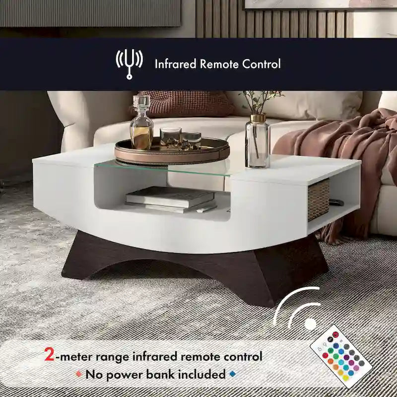 Angelic Contemporary Storage Coffee Table with Glass Insert by Furniture of America - image 10