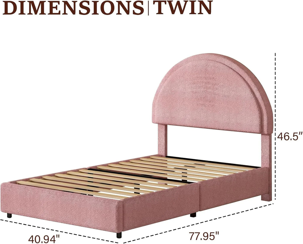 4 EVER WINNER Queen Size Bed Frame, Boucle Upholstered Bed Frame with Headboard, White Queen Bed Frame, White - image 10