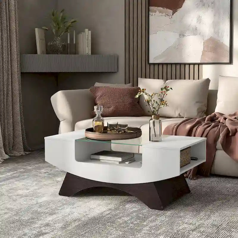 Angelic Contemporary Storage Coffee Table with Glass Insert by Furniture of America - image 16