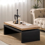 Versatile 2-Tier Coffee Table in Black and Natural Wood for Living Room - image 4