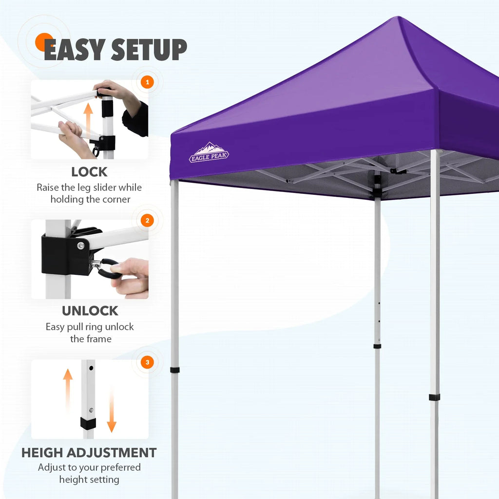 EAGLE PEAK 5x5 Pop up Canopy Tent Instant Outdoor Canopy Easy Set - up Straight Leg Folding Shelter（blue） - image 40