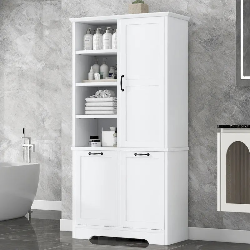 Multi-Functional Bathroom Storage Cabinet with Doors, Drawers, and Tilt-Out Laundry Hamper - image 1