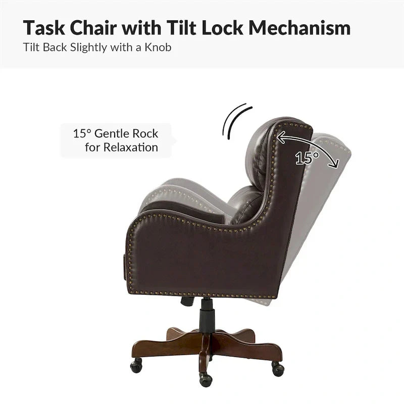 HULALA HOME Pete Adjustable Height Faux Leather Swivel Executive Chair with Tilt Mechanism - image 9