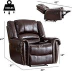 CANMOV Leather Recliner Chair, Classic and Traditional Manual Recliner Chair with Comfortable Arms and Back Single Sofa for Living Room, Nut Brown - image 5