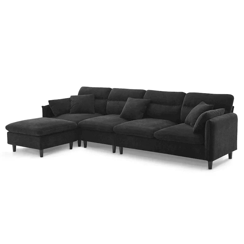 110-Inch L-Shaped 5-Seater Sectional Sofa with Removable Ottoman, Cloud Chenille Fabric, and 5 Cushions - image 34