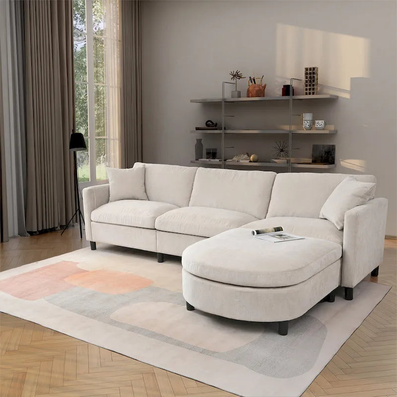 107.87" Sectional Sofa with Removable Seat and Back Cushions, Includes 1 Ottoman - image 4