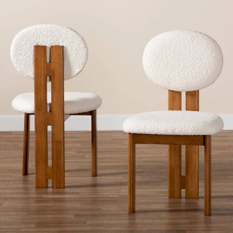 Kacela Contemporary Japandi Boucle Upholstered Wood Dining Chair Set - 2 Pieces - image 11