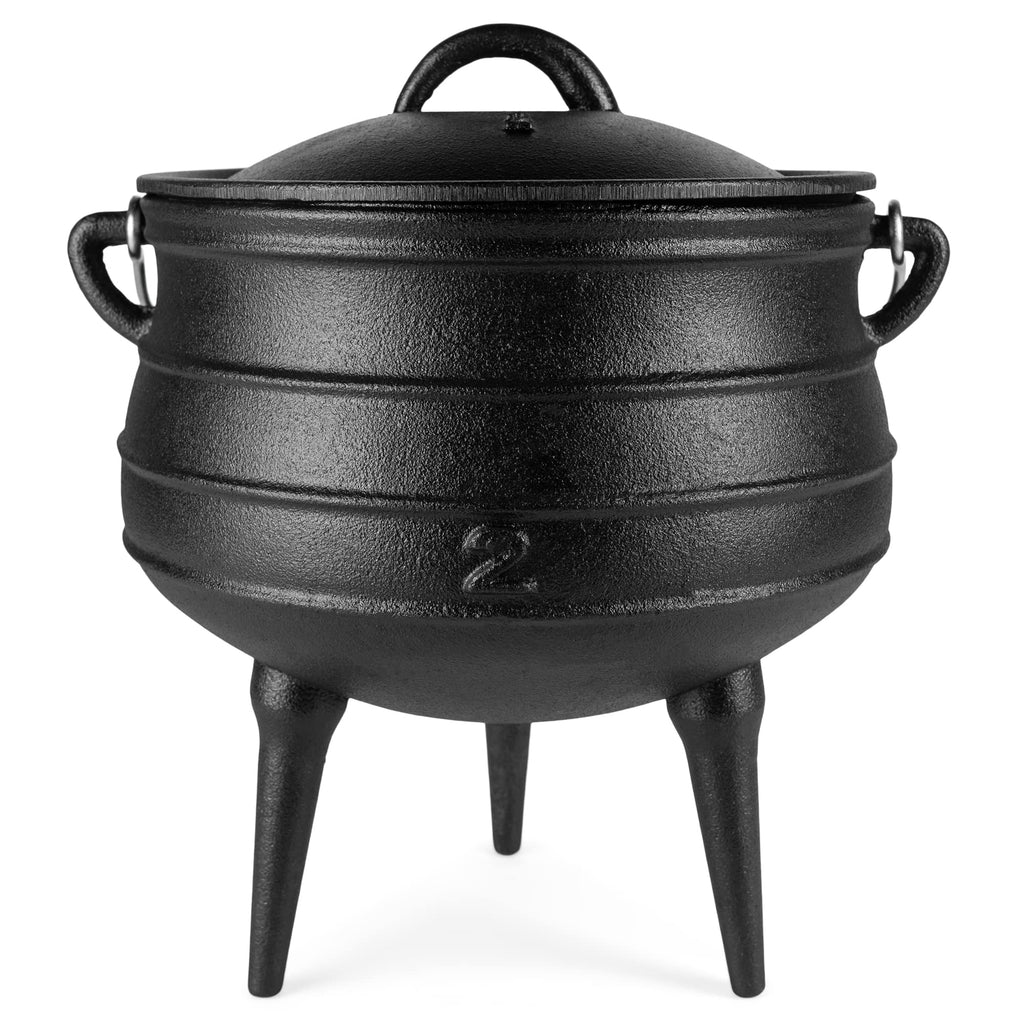 Bruntmor Pre - Seasoned Cast Iron Cauldron - Bruntmor African Potjie Pot with Lid - 3 Legs for Even Heat Distribution - Camping Dutch Oven Cookware for Over - the - Fire Cooking - 10 Quarts, X - Large - image 8
