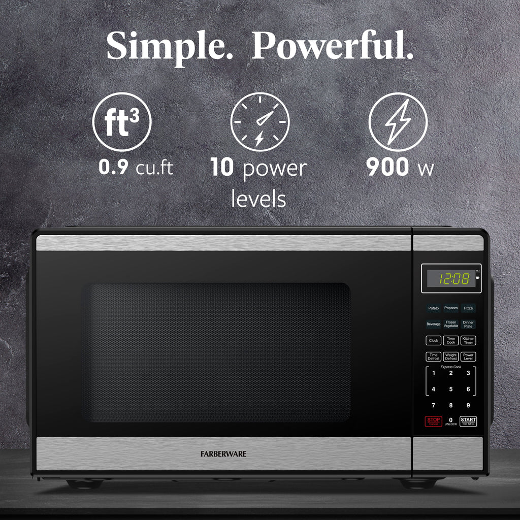 Farberware FMGZ09BKA 0.9 Cu. Ft. Microwave Oven, 900W, Digital Control, LED Display, 6 Cooking Presets, Black - image 49