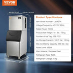 VEVOR Commercial Ice Maker, 360LBS/24H Ice Making Machine with 330.7LBS Large Storage Bin - image 6
