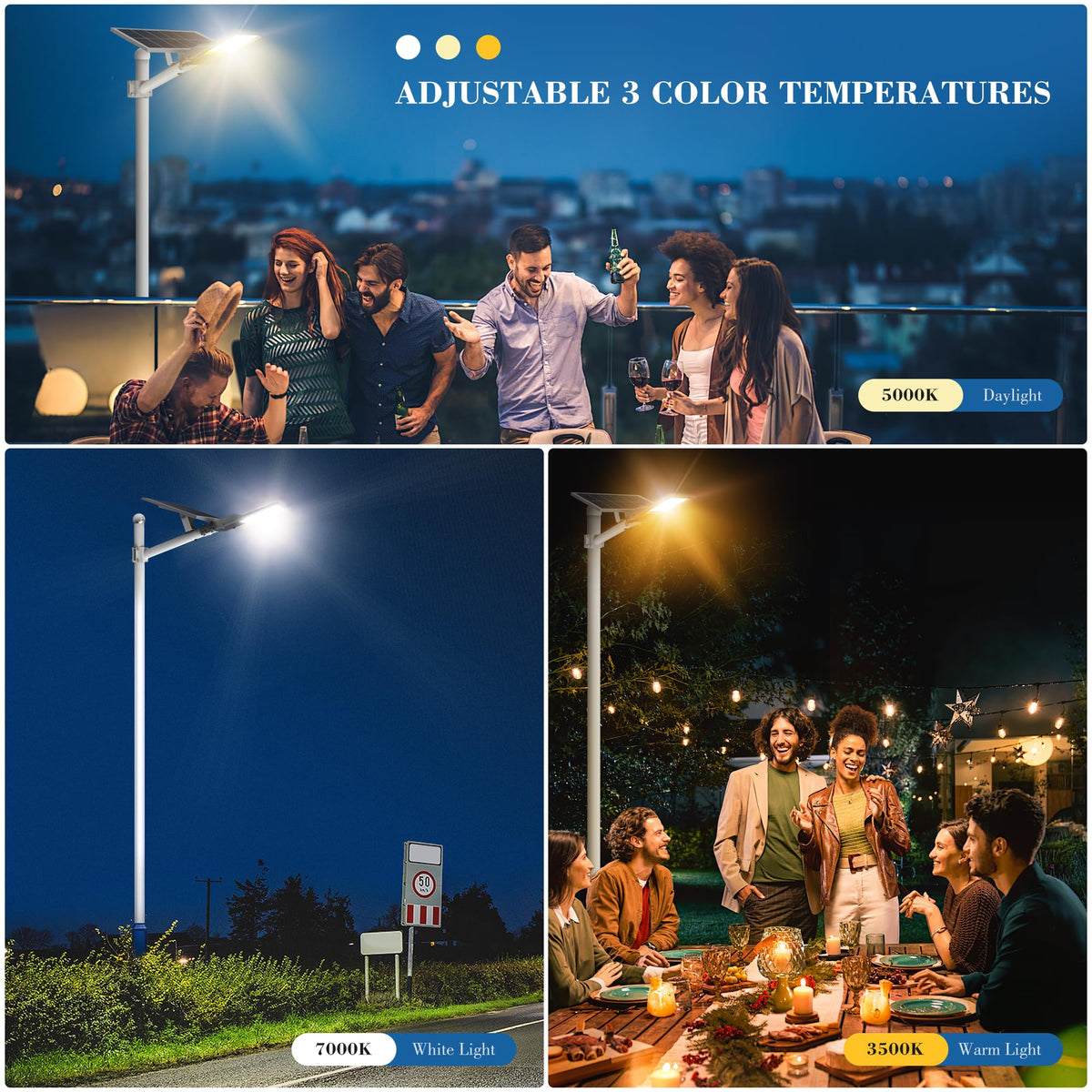 Tri-Color Solar Street Lights Outdoor - 5800W Solar Parking Lot Lights Commercial with 3 Color Temperatures, Solar Street Light Dusk to Dawn Street Lights Solar Powered for Outside Yard Garden - image 9