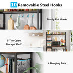 43-Inch Kitchen Bakers Rack with Microwave Stand - 5-Tier Utility Storage Shelf and 10 Hooks for Kitchen and Living Room - image 9
