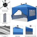 GDY 10x10 Pop Up Canopy Tent, Outdoor Canopy Tent, Patio Tent,Commercial Instant Gazebos,4 Sidewalls, Portable Shelter Canopies, with 4 sandbags, Blue. - image 5