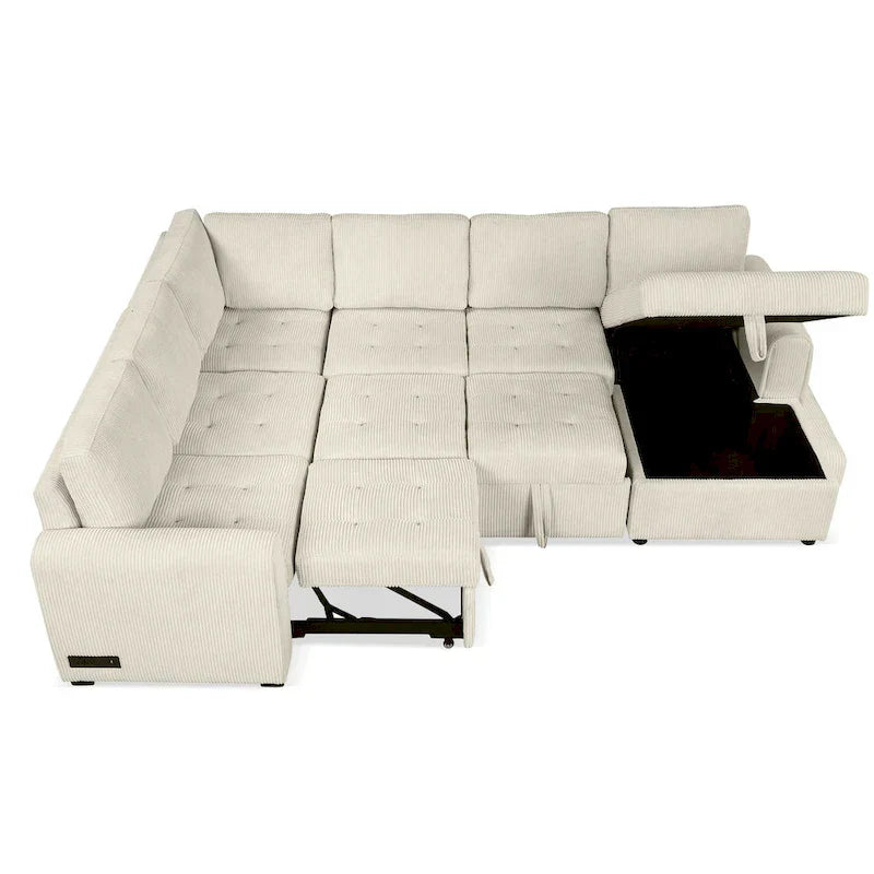 Roomfitters U-Shaped Sectional Sofa with Pull-Out Bed, Storage Chaise Lounge, and Integrated Charging Ports for Living Room - image 35