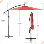 9.8FT Offset Patio Umbrella Hanging Cantilever Umbrella Outdoor Sun Shade with Easy Tilt Adjustment, 8 Ribs, UV Protection for Backyard, Lawn, Garden and Pool, Blue - image 18