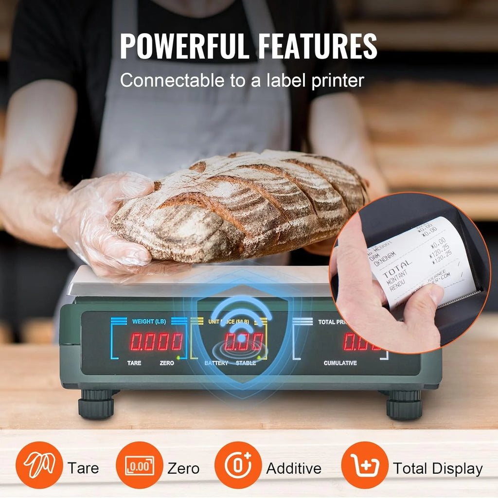 Electronic Price Computing Scale, 66 LB Digital Deli Weight Scales, LED Digital Commercial Food Fruit Meat Produce Counting Weight, for Retail Outlet Store, Kitchen, Restaurant Market, Farmer - image 5