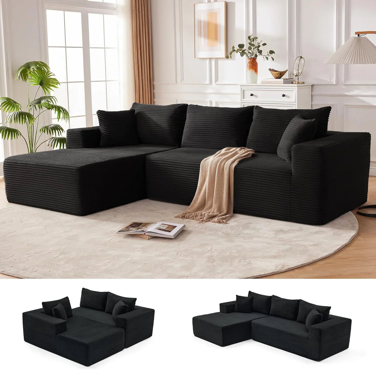 110 Cloud Sectional Couch, Boneless Sofa for Living Room Modular Sectional Sofa with Deep Seat - image 12