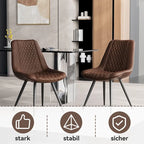 Set of 2 Leather Dining Chairs with Metal Legs - image 20