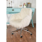Amber Off-White Faux Fur Executive Chair - image 3