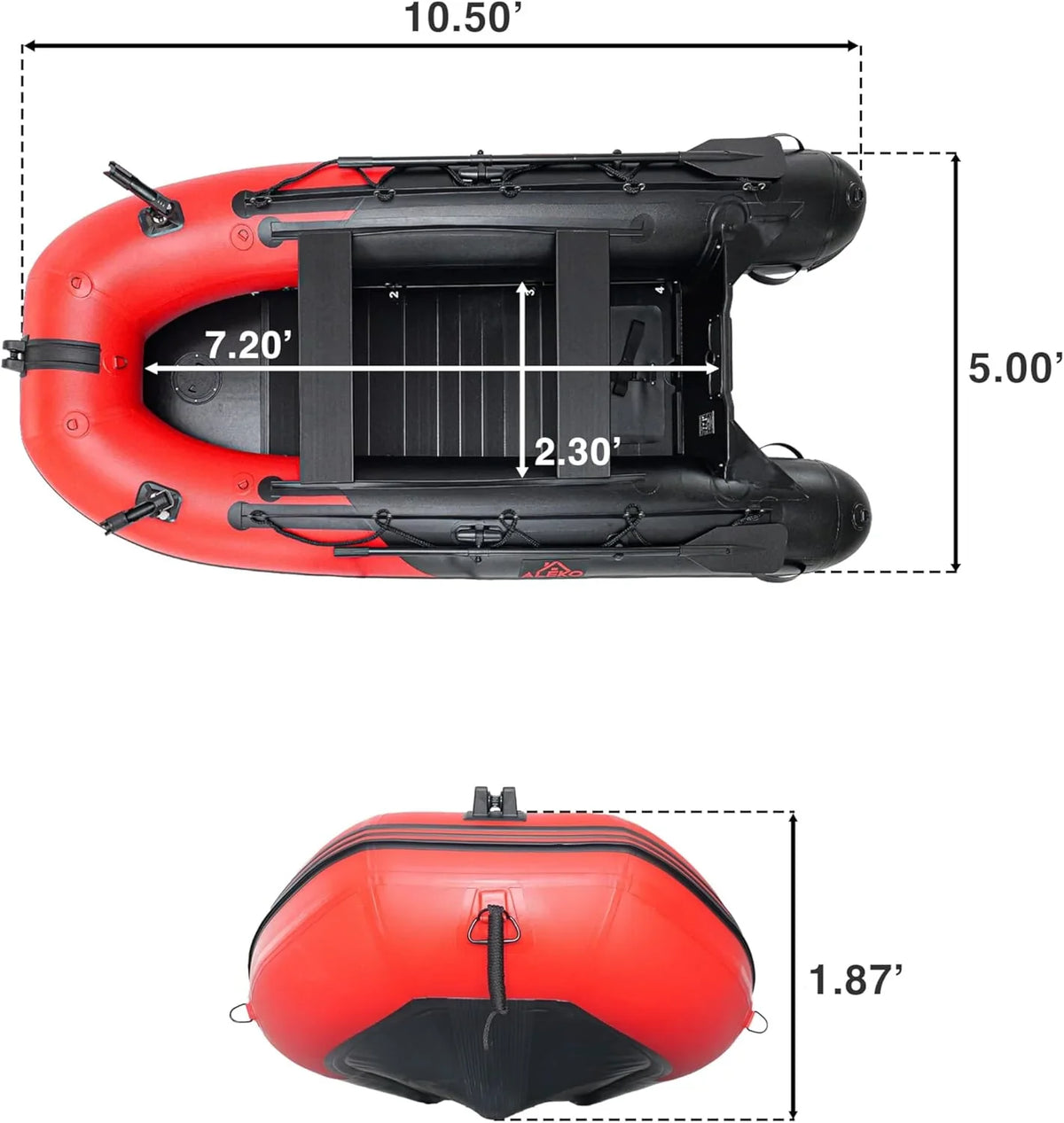 Inflatable Boat / Yacht Dinghy Tender Raft / Multi Person Fishing Boat / Aluminum Floor Oars / Fishing Rod Holders / Heavy-Duty PVC / 2024 Model / - image 20